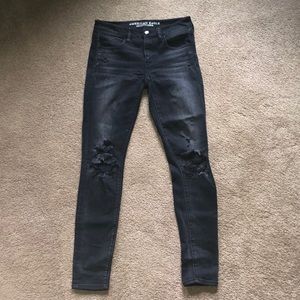 american eagle black super stretch jeggings